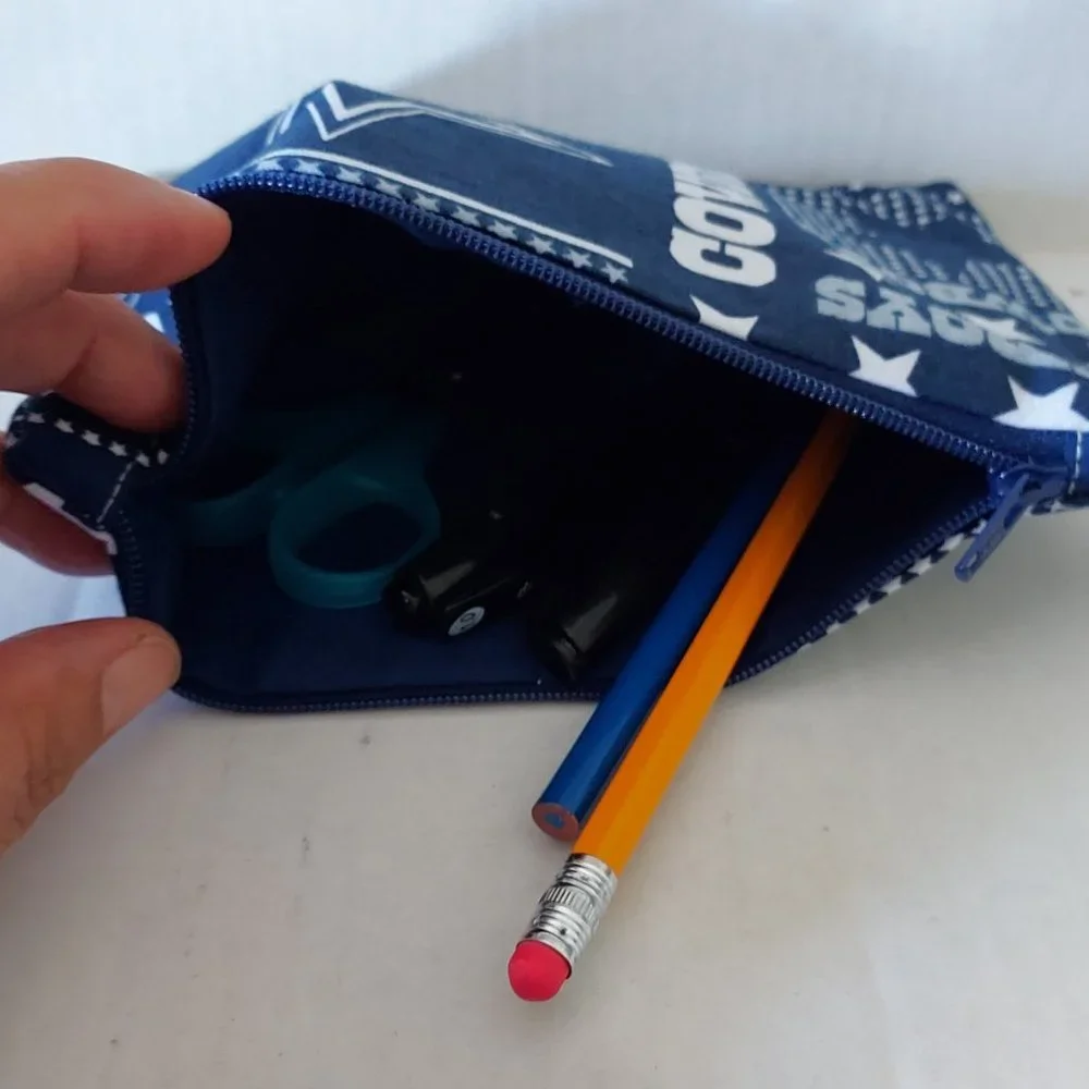 Dallas cowboys pencil case. Zippered pounch cosmetic case, organizing pounch